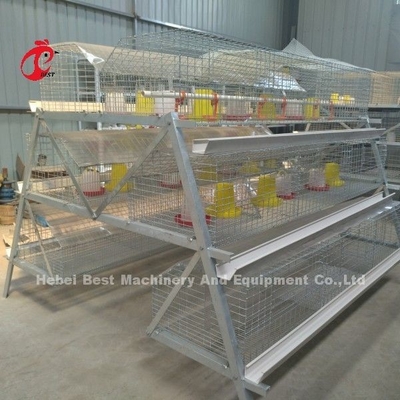 Q235 A Type 3 Tiers Pullet Chicken Cage Srebrna Galwanizowana Adela